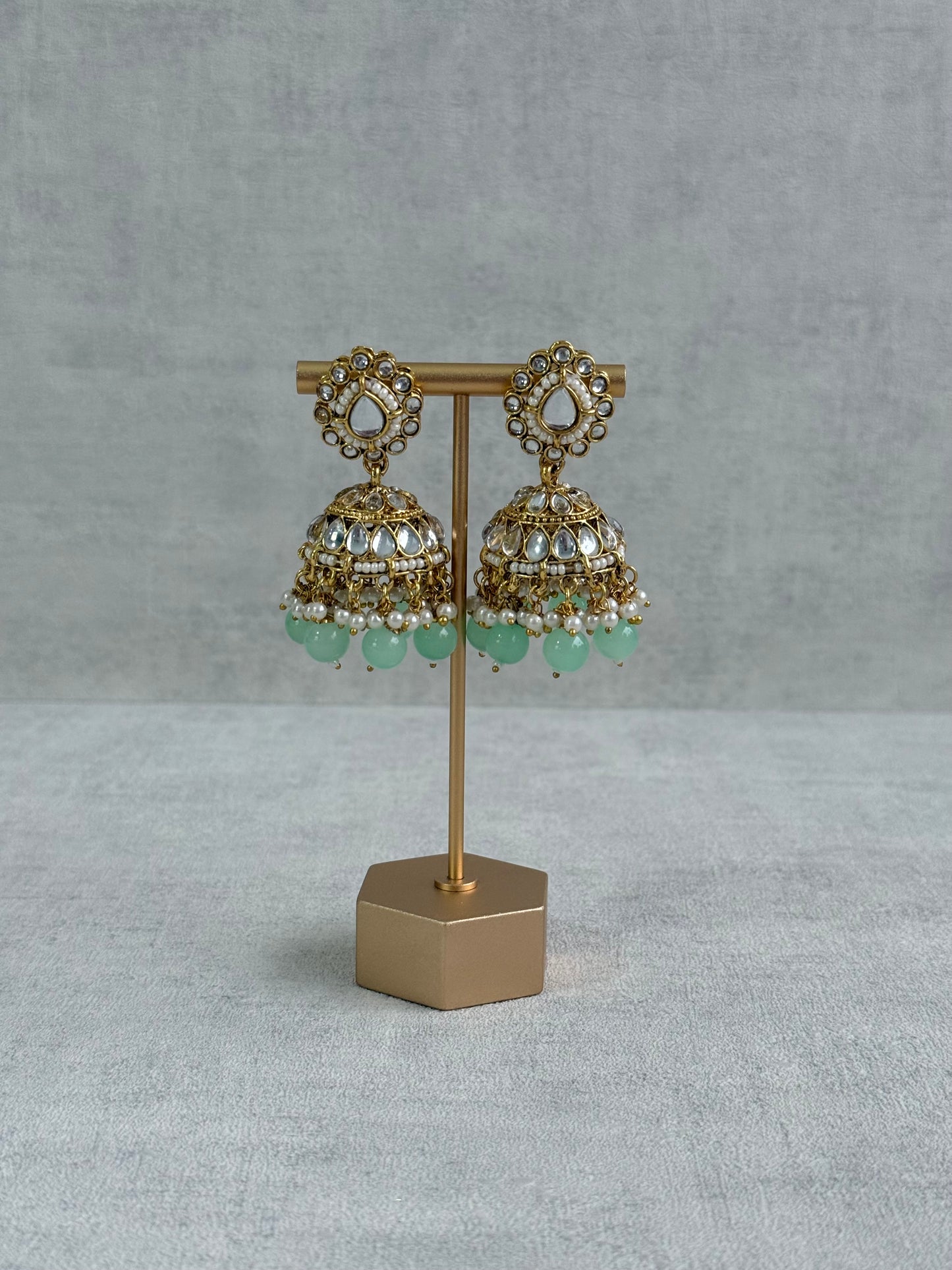 Ayura Designs Iyla Set with Necklace, Earrings & Tikka – Kundan Detailing, Ivory Pearl Drops & Mint Beads