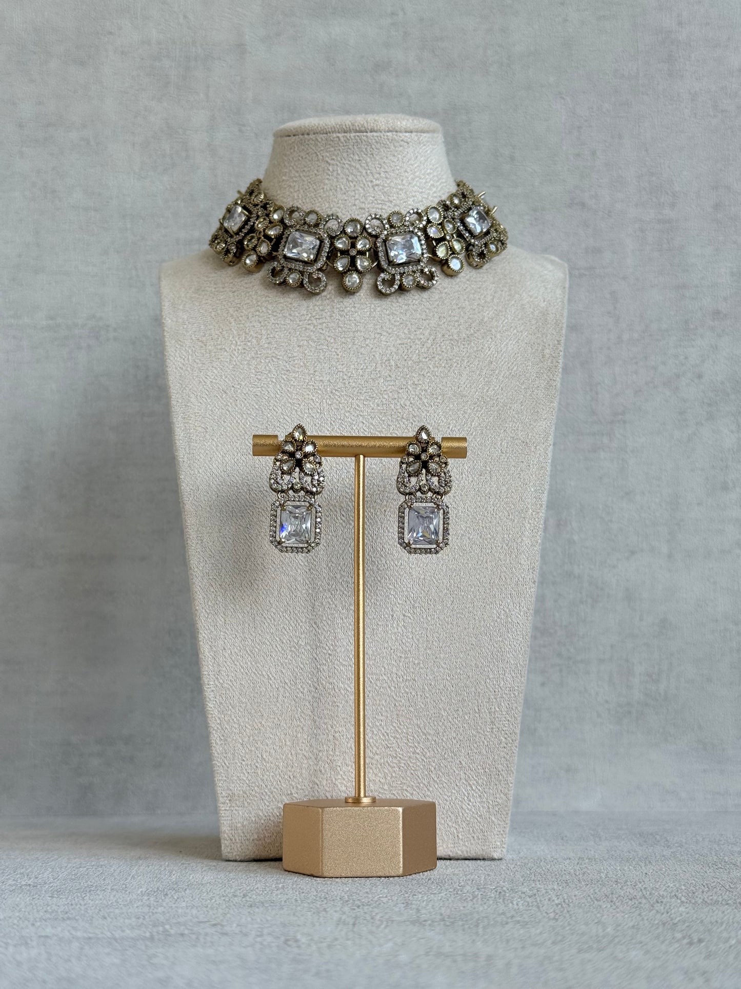 Ayura Designs Celine Set with Earrings – Moissanite Crystal Statement Set