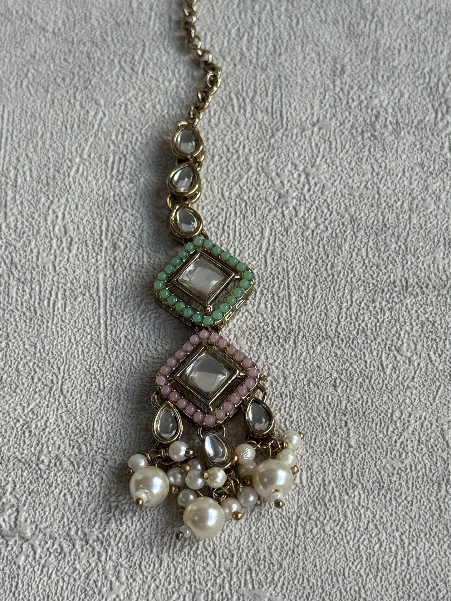 Ayura Designs Talia Set with Earrings & Tikka – Multicolour Enamel, Kundan & Pearls