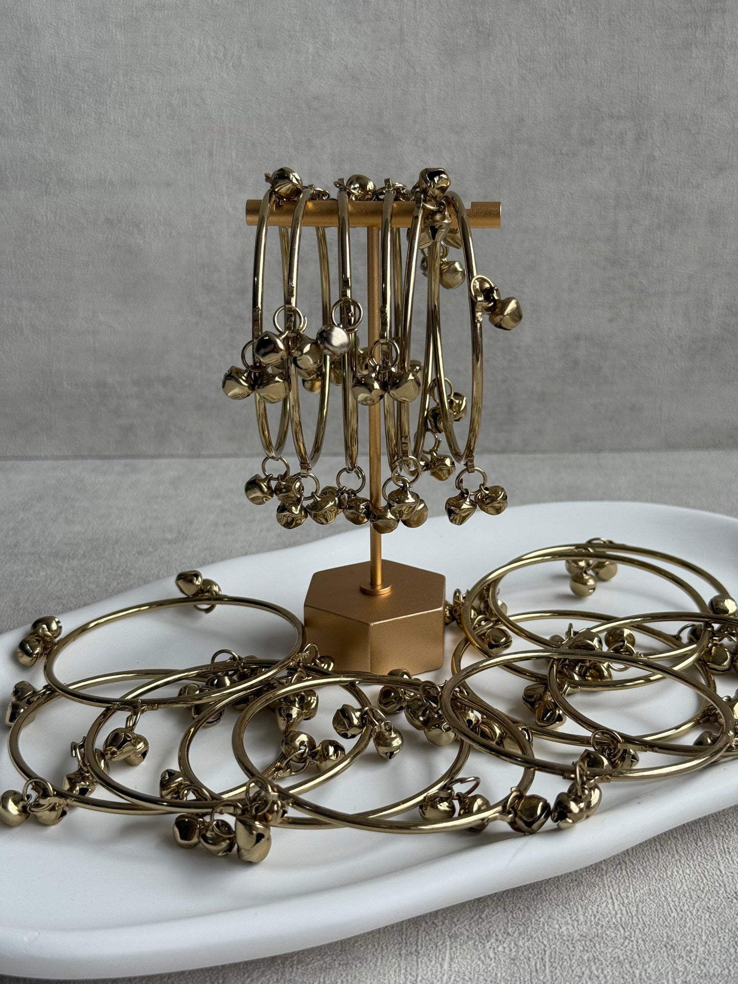 Ayura Designs Ujjala Churdiya/Bangles – Set of 4 Gold Bangles with Ghungroo Detailing