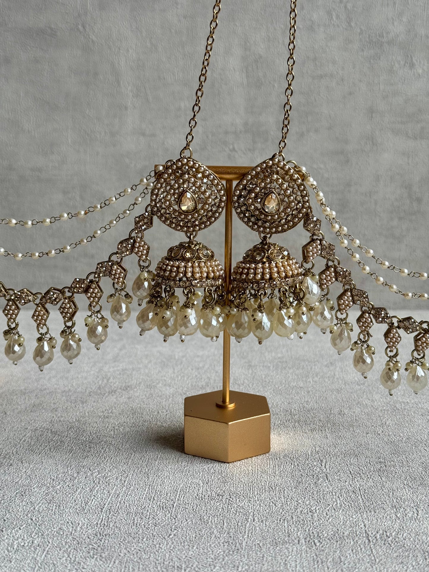 Ayura Designs Bahubali Earrings – Pearl Gold