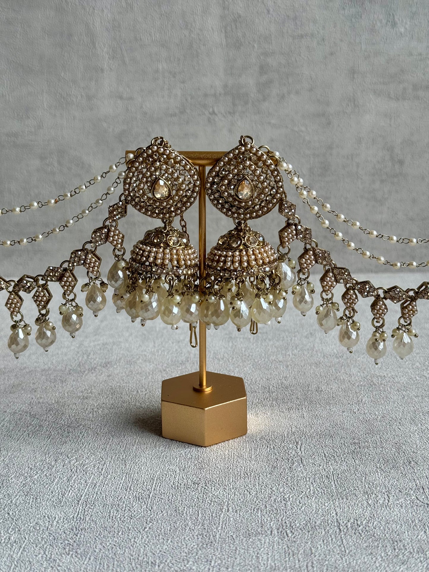 Ayura Designs Bahubali Earrings – Pearl Gold