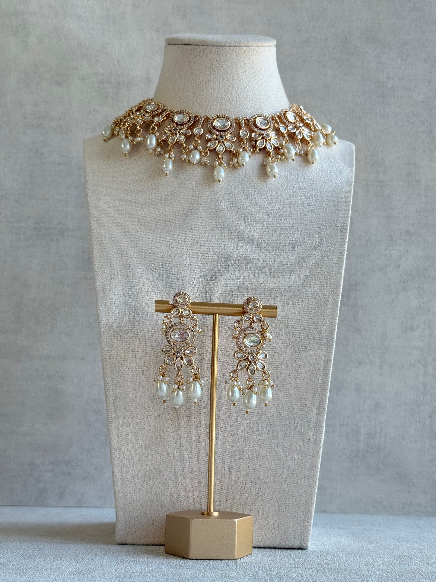 Ayura Designs Ipsita Necklace Set with Earrings – Kundan & Pearl Drop Detailing