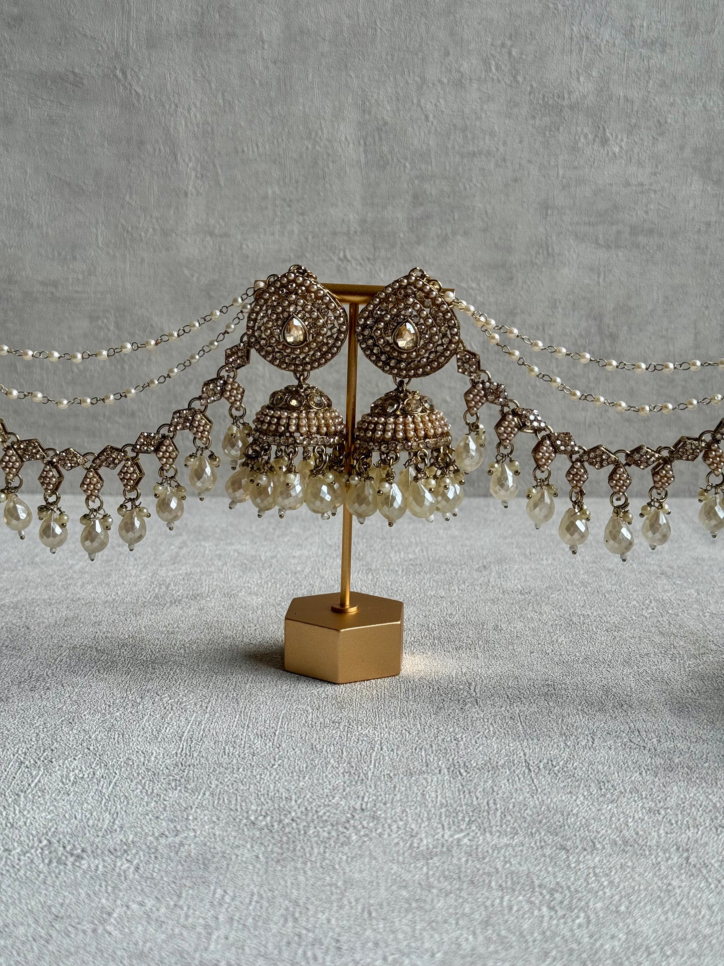Ayura Designs Bahubali Earrings – Pearl Gold