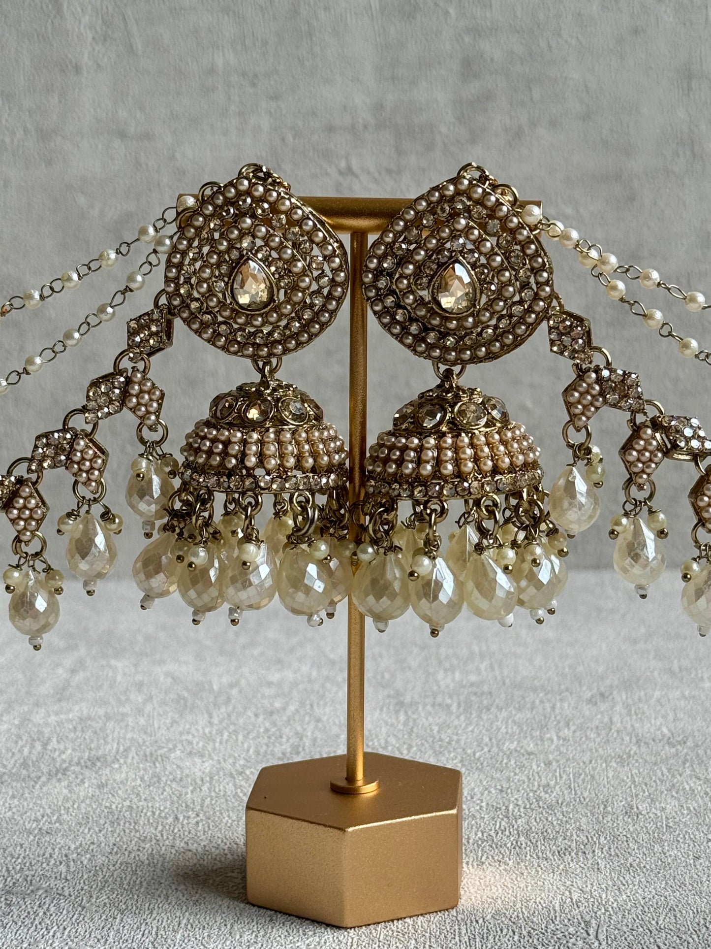 Ayura Designs Bahubali Earrings – Pearl Gold