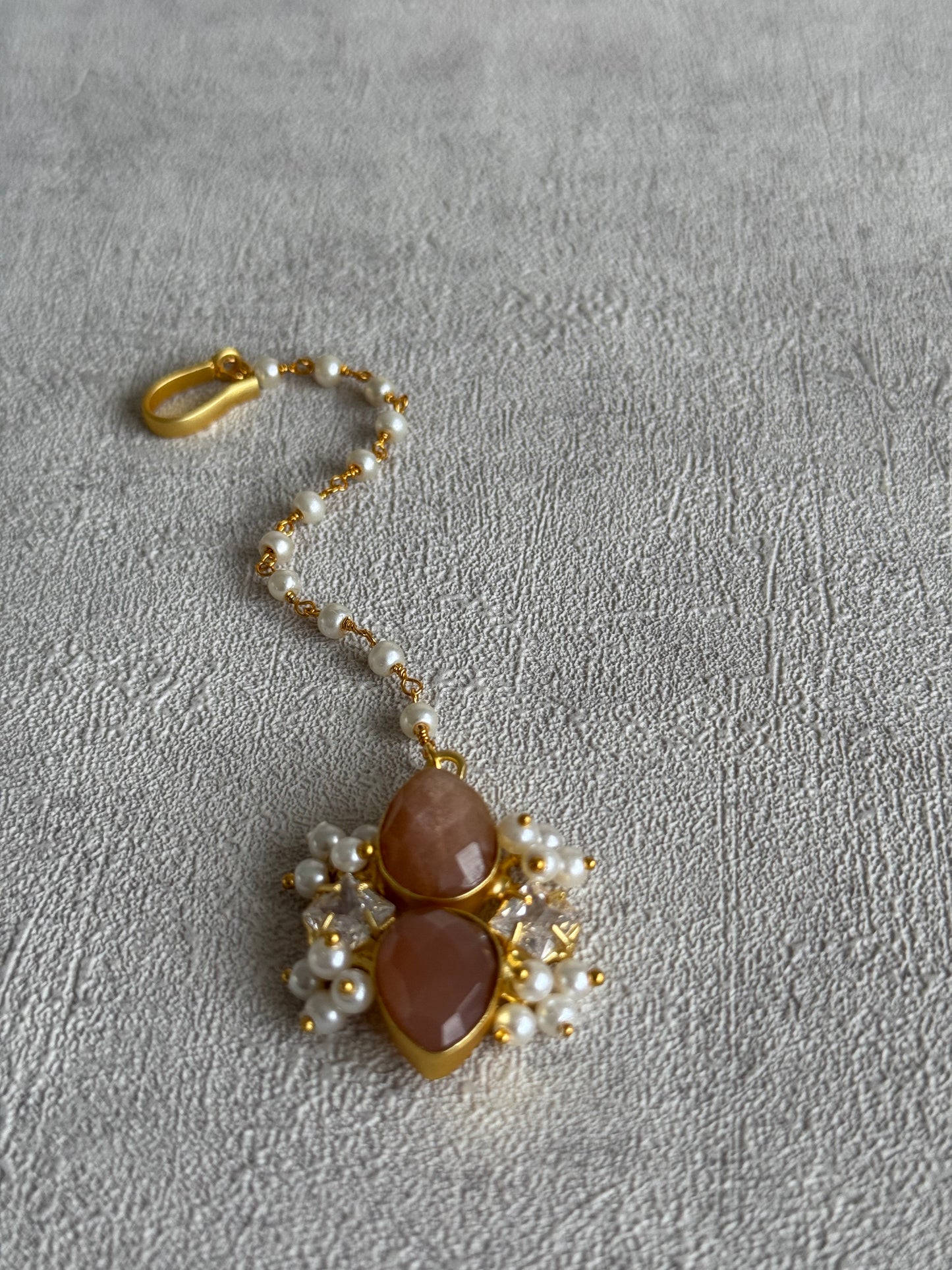 Ayura Designs Solara Set with Tikka & Earrings – Sunstone, Crystals & Pearls