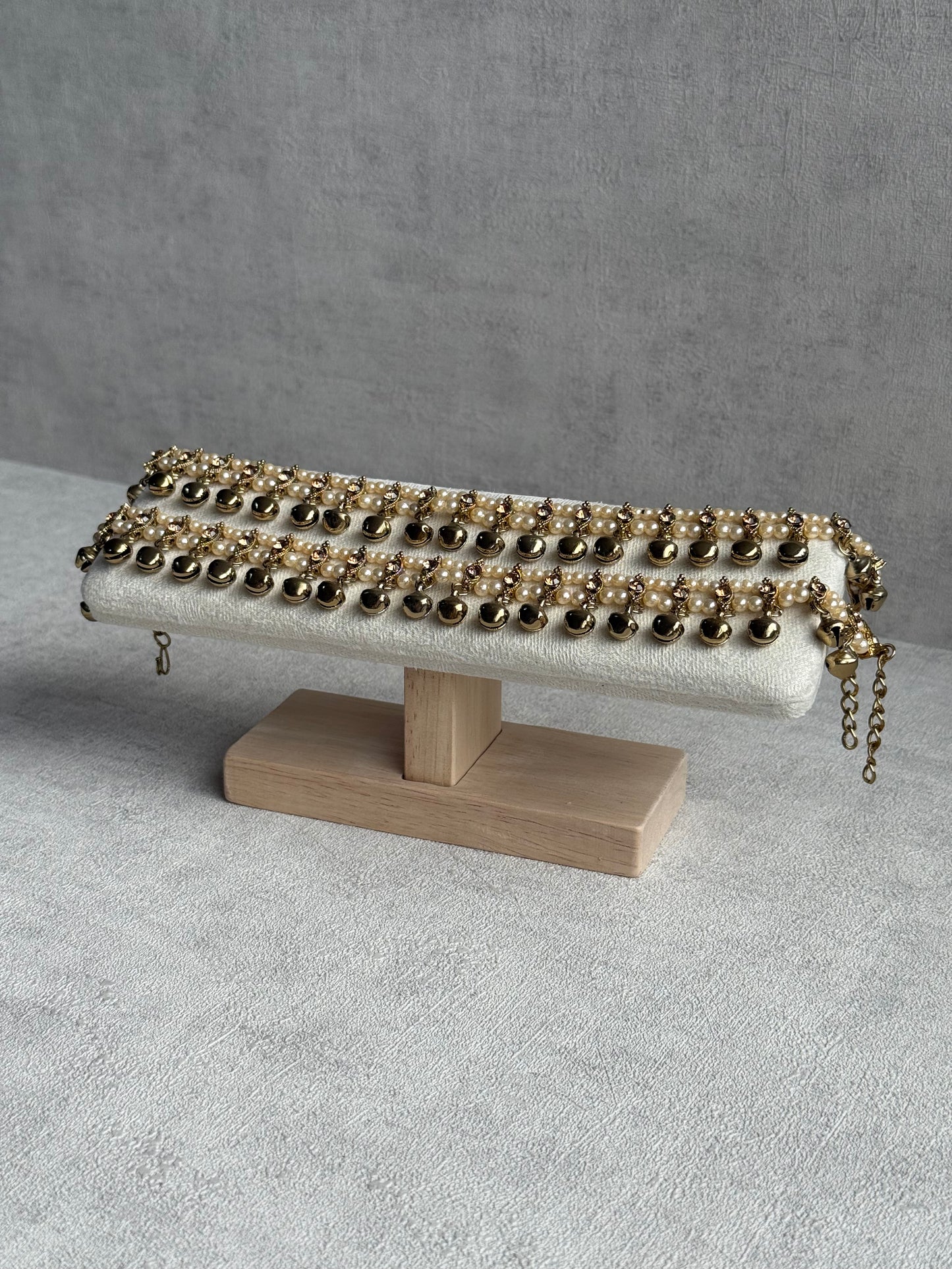 Ayura Designs Rimjhim Payals – Ghungroo Anklets with Pearl & Stone Detailing