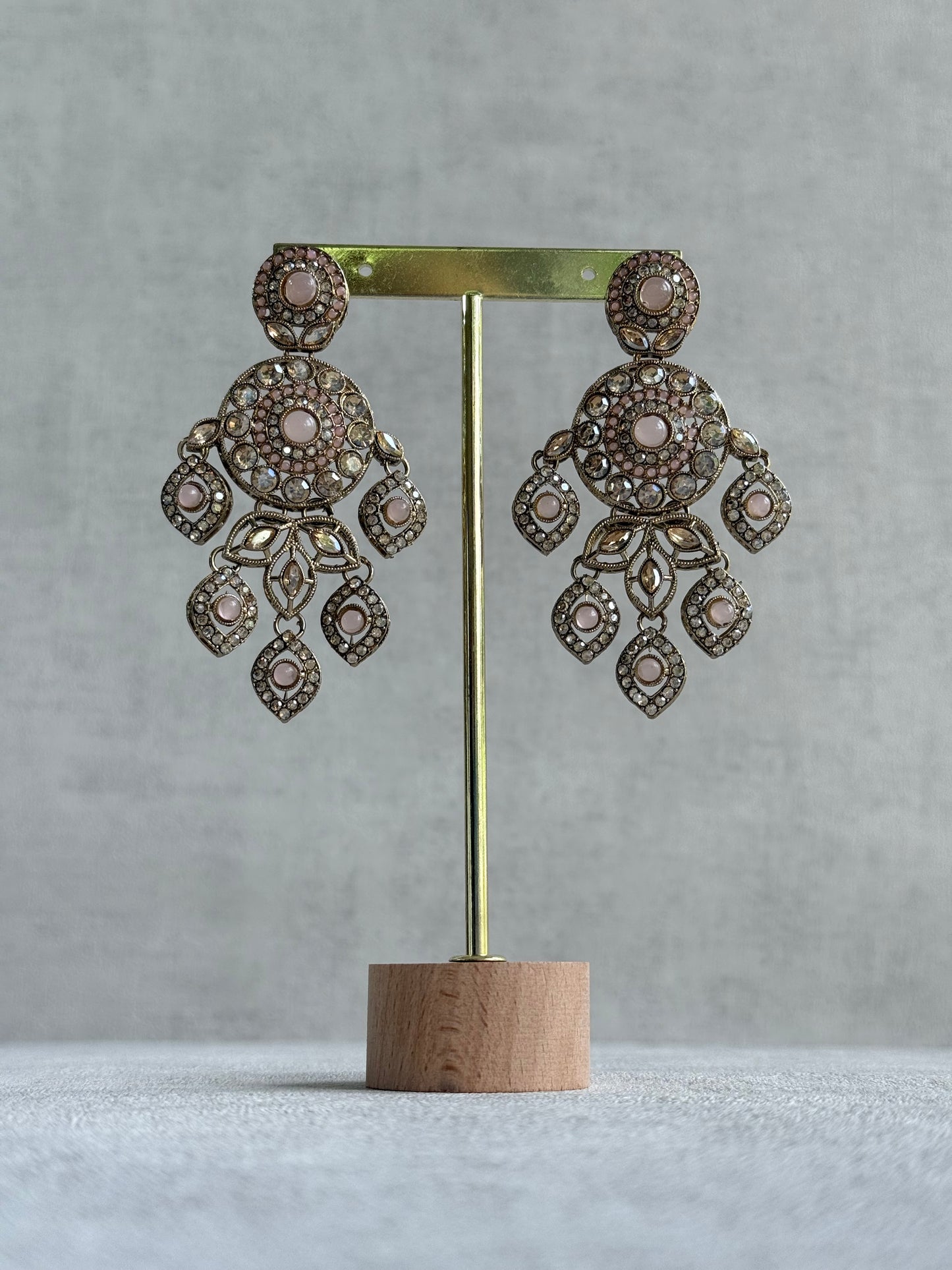 Ayura Designs Vanika Earrings – Blush Pink & Champagne Crystal Gold Finish