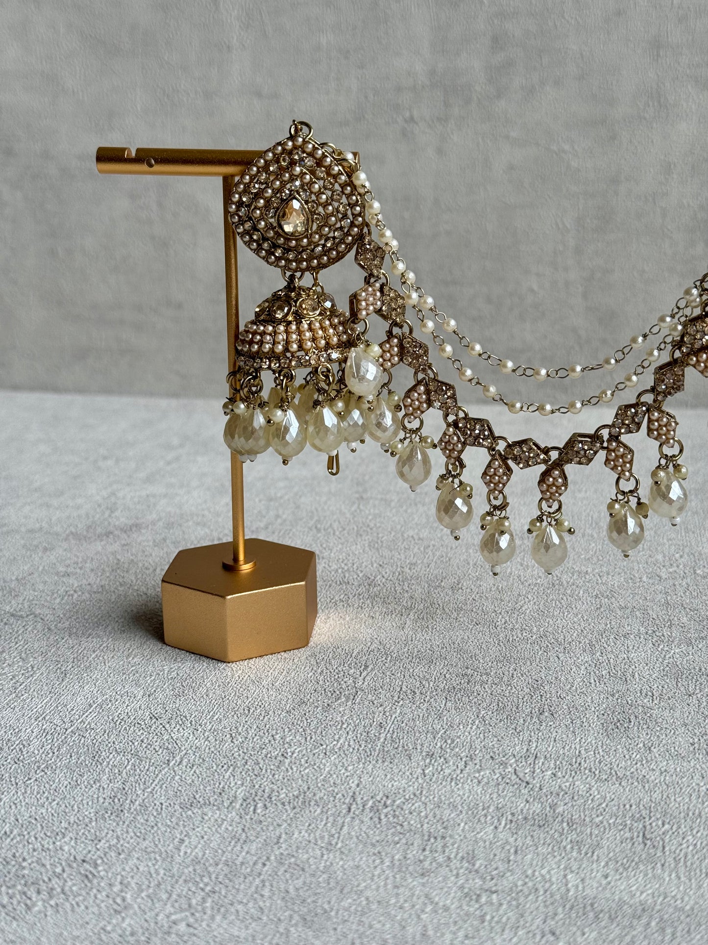 Ayura Designs Bahubali Earrings – Pearl Gold
