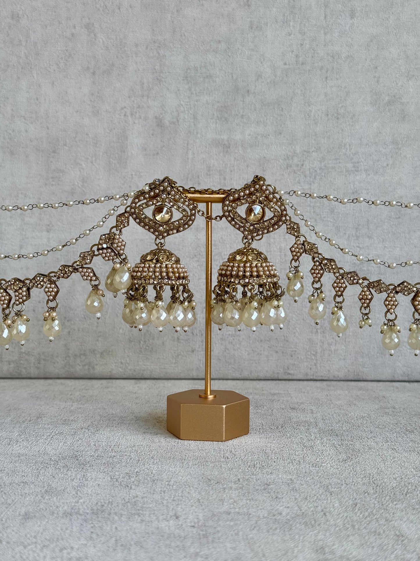 Ayura Designs Bahubali Earrings – Pearl Gold