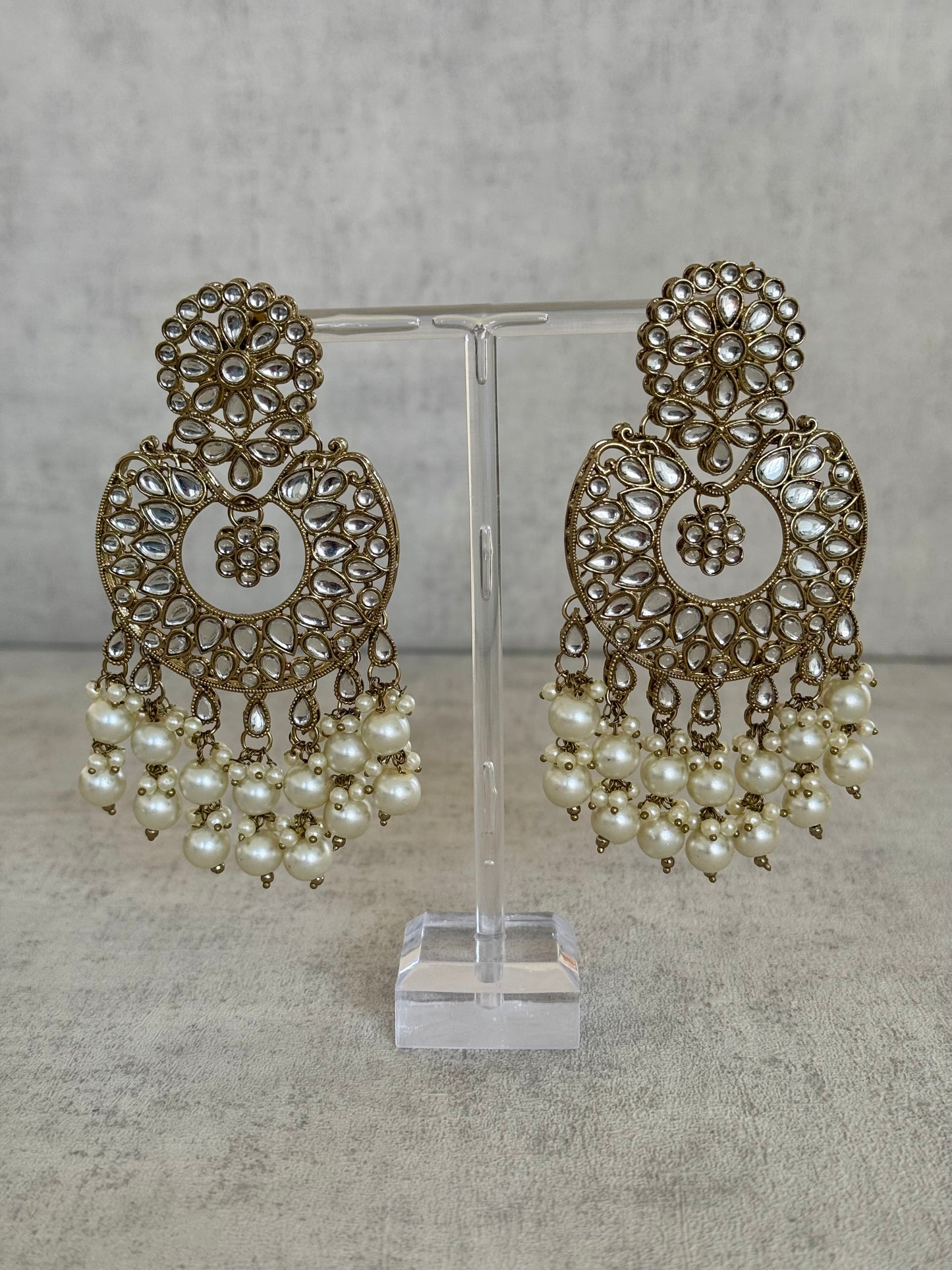 Ayura Designs Roshni Tikka Set - Antique Gold Kundan with Pearl Detailing