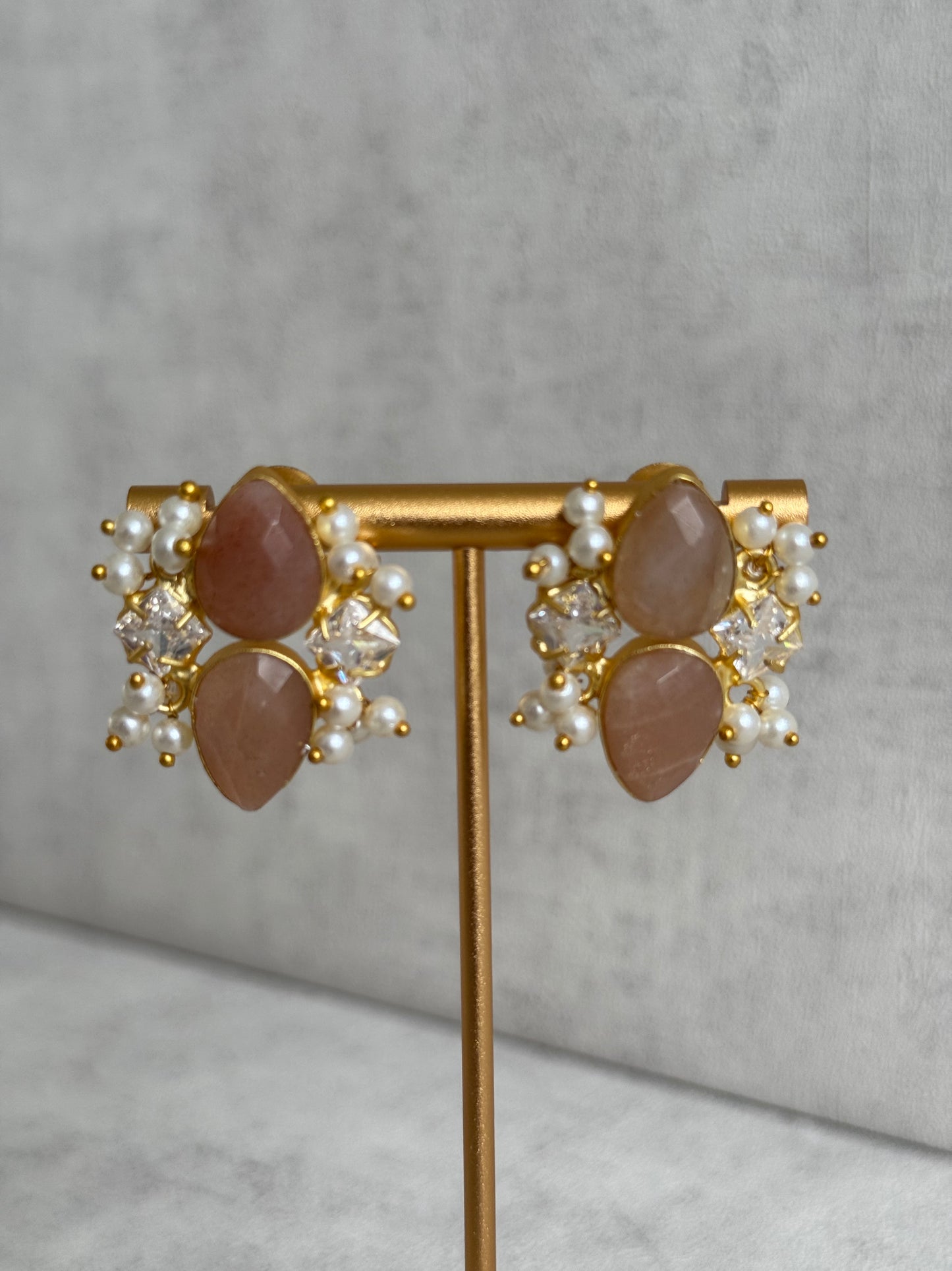 Ayura Designs Solara Set with Tikka & Earrings – Sunstone, Crystals & Pearls