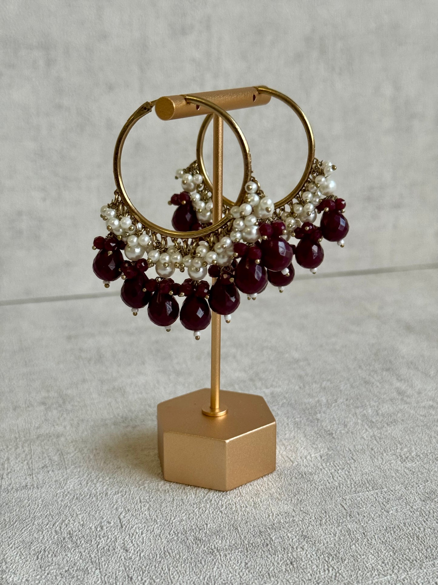 Ayura Designs Jhanak Balis – Multicolor Gemstone & Pearl Hoops