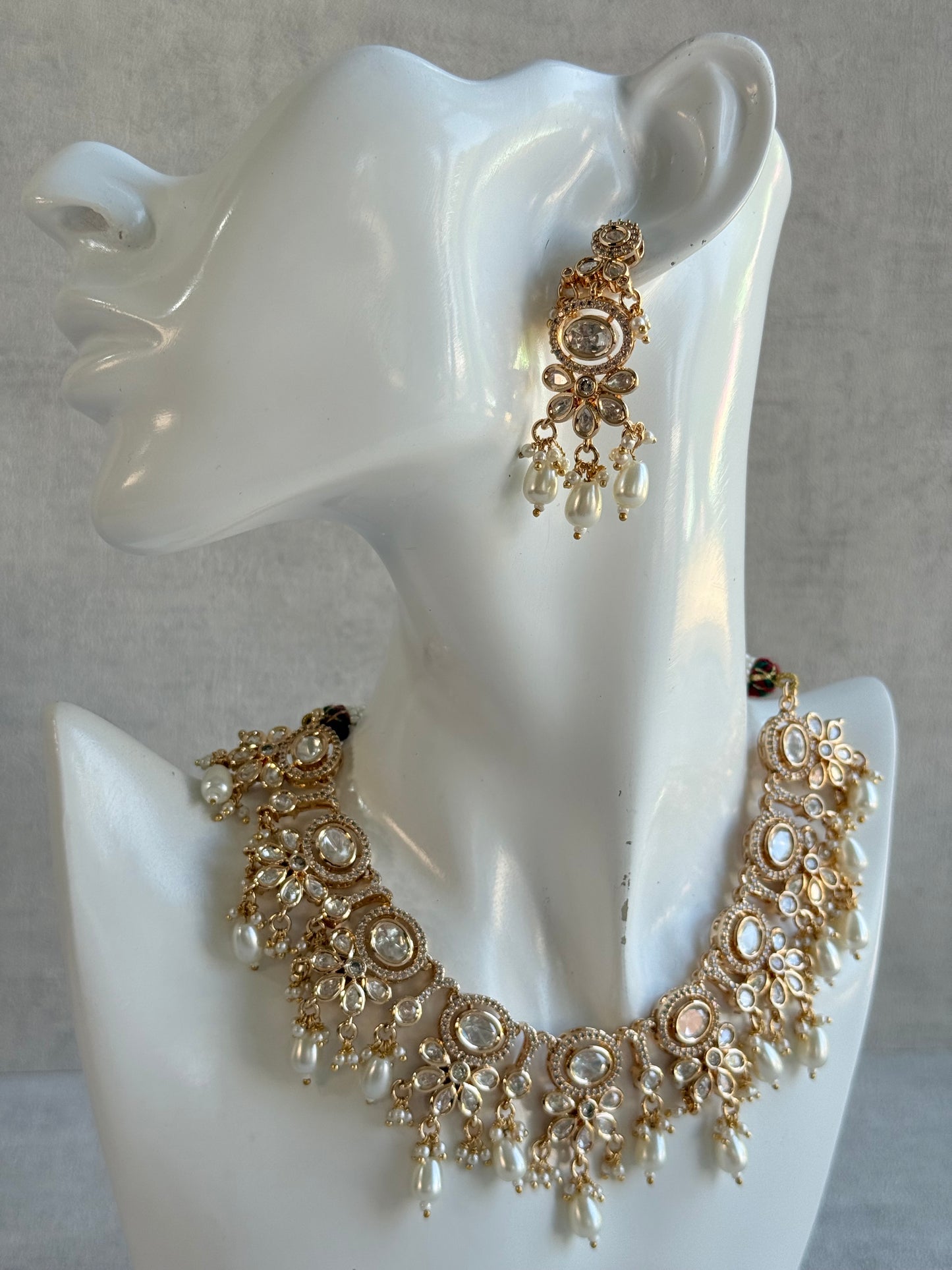 Ayura Designs Ipsita Necklace Set with Earrings – Kundan & Pearl Drop Detailing