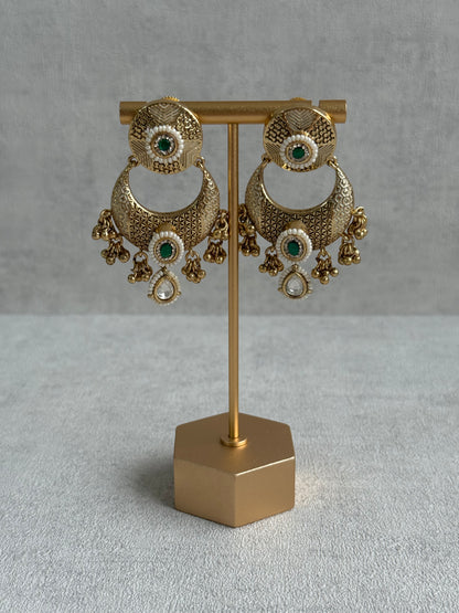 Ayura Designs Purvi Set – Necklace & Earrings with Antique Gold Filigree, Emerald & Pearl Detailing