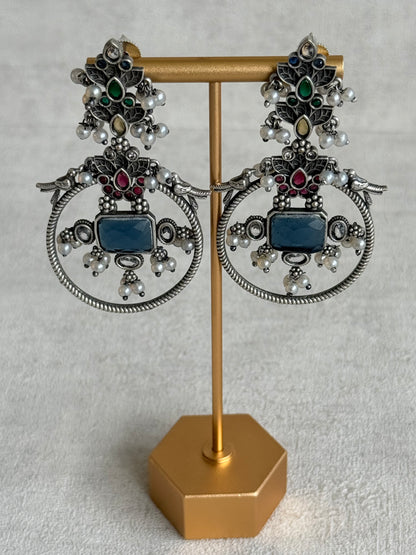 Ayura Designs Katha Earrings – Oxidised Statement Earrings with Multicolour Stonework & Pearl Detailing