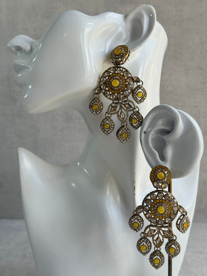 Ayura Designs Vanika Earrings – Marigold & Champagne Crystal Gold Finish
