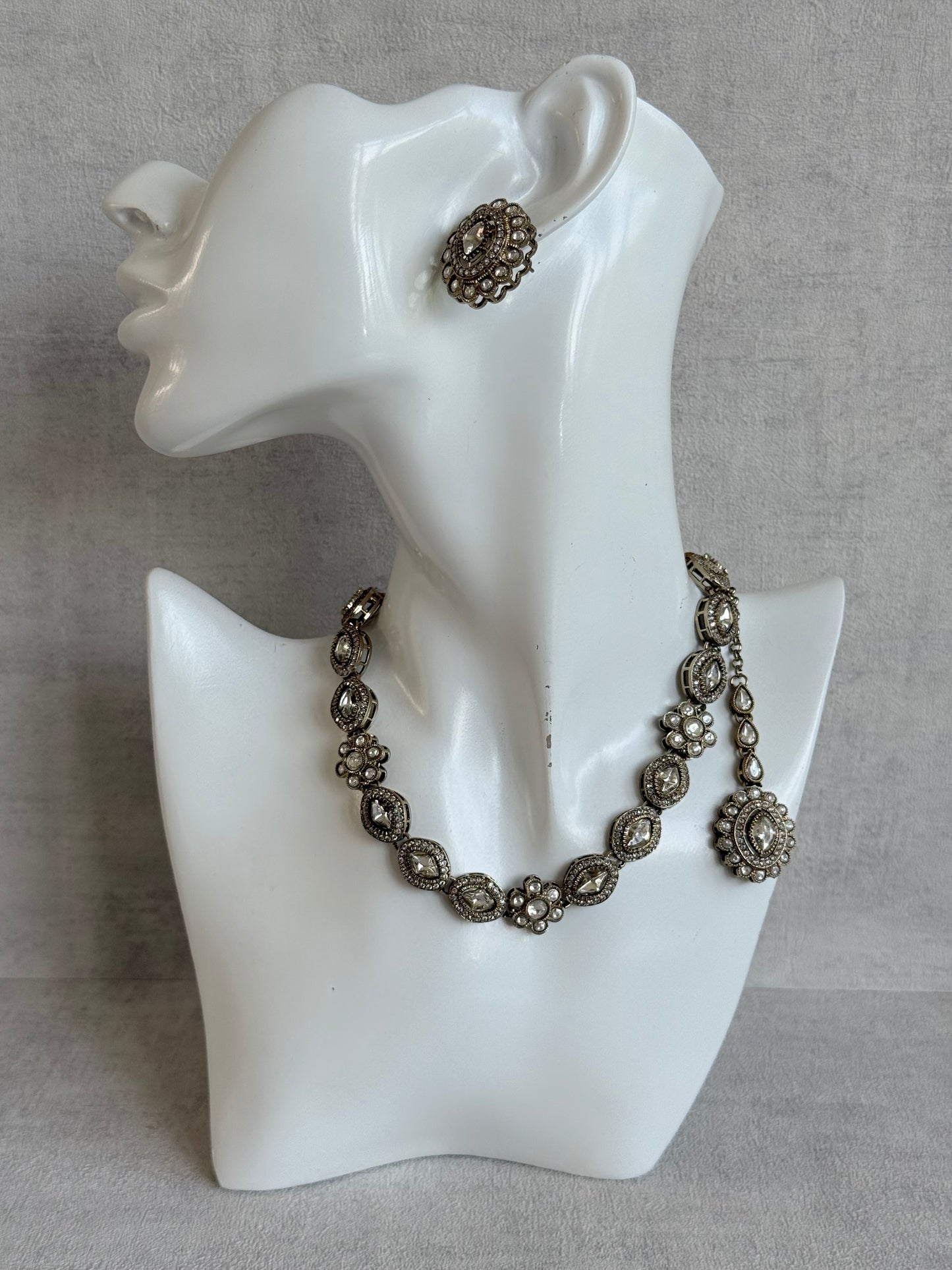 Ayura Designs Ivy Necklace Set with Studs & Tikka – Crystal Kundan Detailing