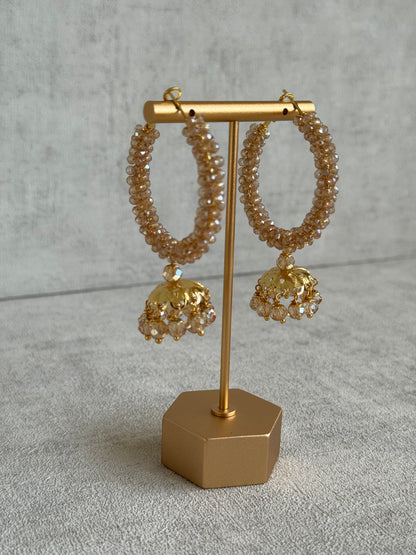 Ayura Designs Tara Balis – Gold Crystal-Wrapped Hoops with Jhumki Drops