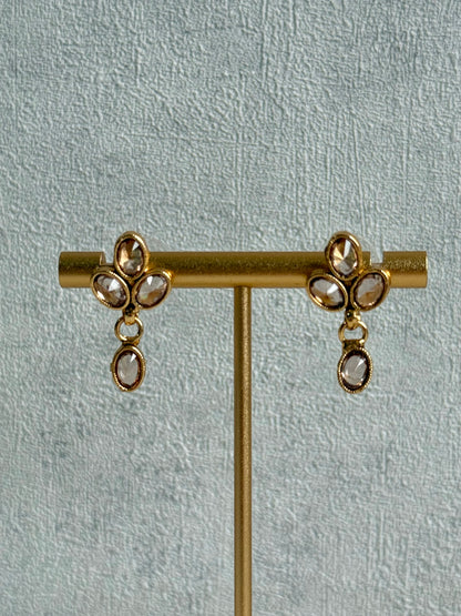 Ayura Designs Dhruvika Set – Necklace & Earrings with Champagne-Toned Stones & Antique Gold Finish