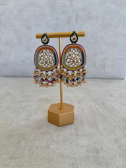 Ayura Designs Geela Earrings – Multicolored Kundan & Pearl Statement Earrings
