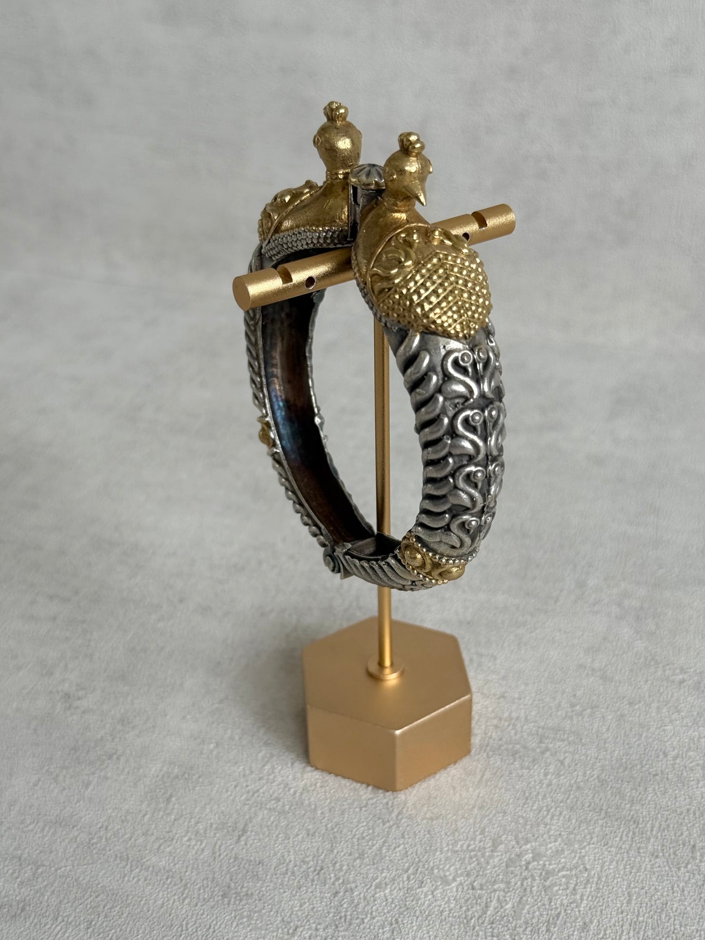 Ayura Designs Aayra Peacock Kangan Bracelet – Dual Tone Twin Peacock Design with Bird Motif Detailing