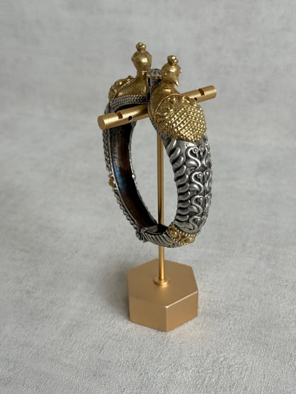 Ayura Designs Aayra Peacock Kangan Bracelet – Dual Tone Twin Peacock Design with Bird Motif Detailing