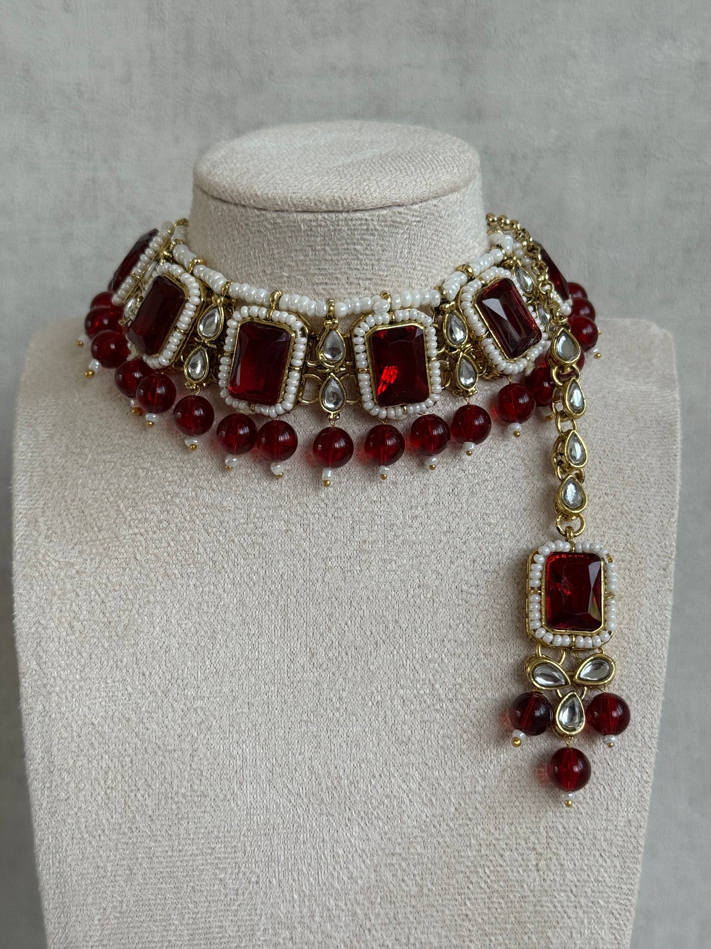 Ayura Designs Samaya Set with Jhumkis & Tikka – Emerald Green Stones, Kundan Detailing & Gold Finish