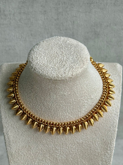 Ayura Designs Hiral Set – Necklace & Earrings with Antique Gold Leaf Motifs