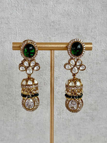 Ayura Designs Imara Set with Necklace & Jhumkis – Multicolour Stones with Kundan Detailing & Crystal Drop