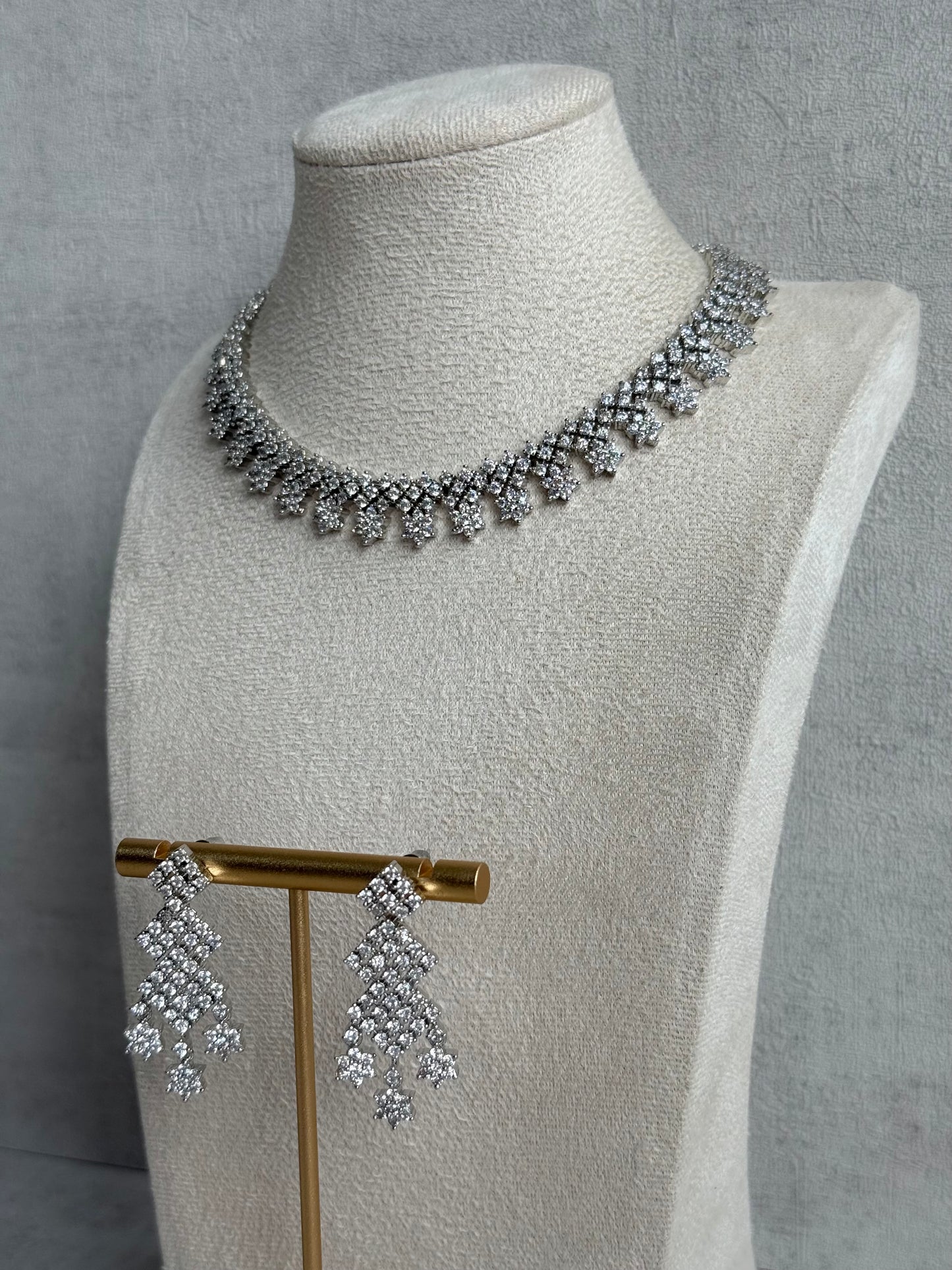 Ayura Designs Camille Set with Earrings – Diamond-Cut Crystal Necklace & Statement Drop Earrings