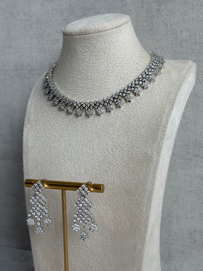 Ayura Designs Camille Set with Earrings – Diamond-Cut Crystal Necklace & Statement Drop Earrings