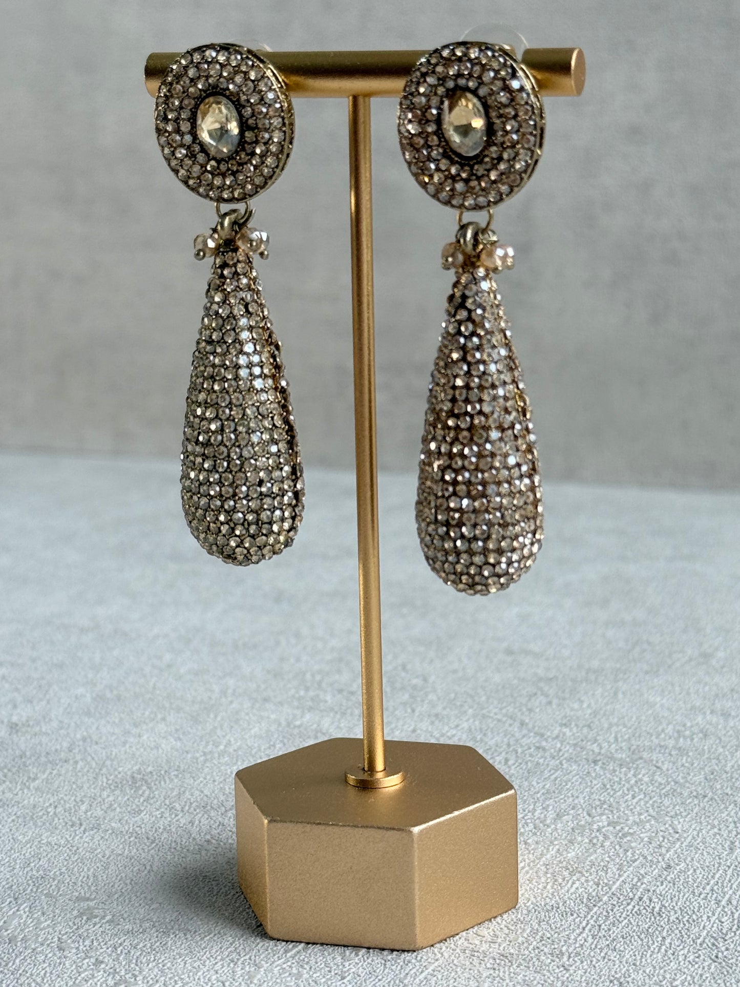Ayura Designs Paisley Earrings – Champagne Crystal Embellished Teardrop Earrings