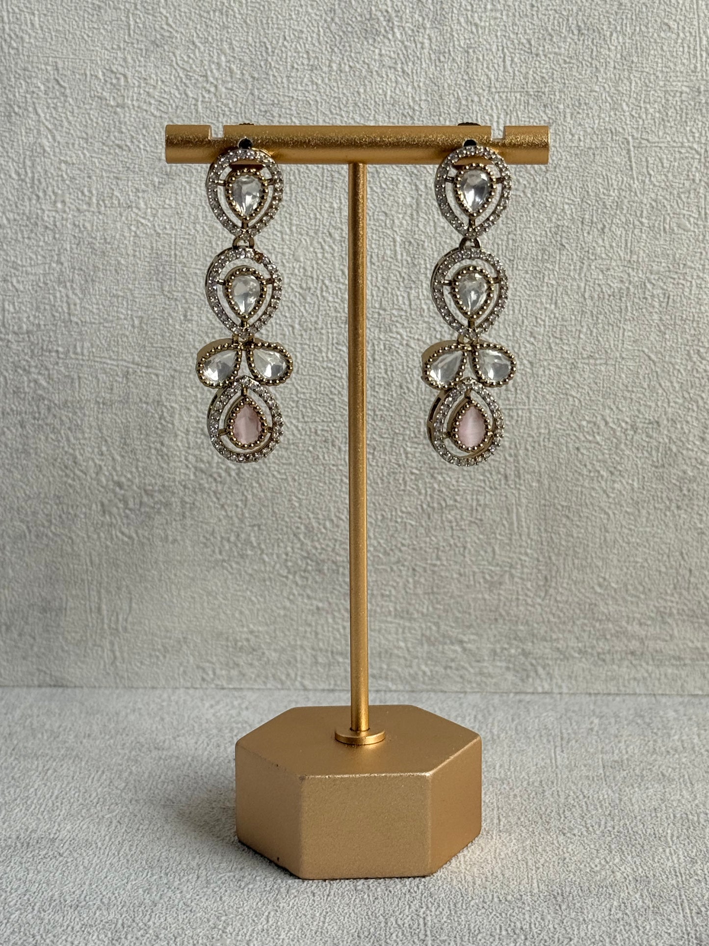 Ayura Designs Bianca Necklace Set with Earrings – Kundan, Blush Pink Stones, Crystals & Gold Finish