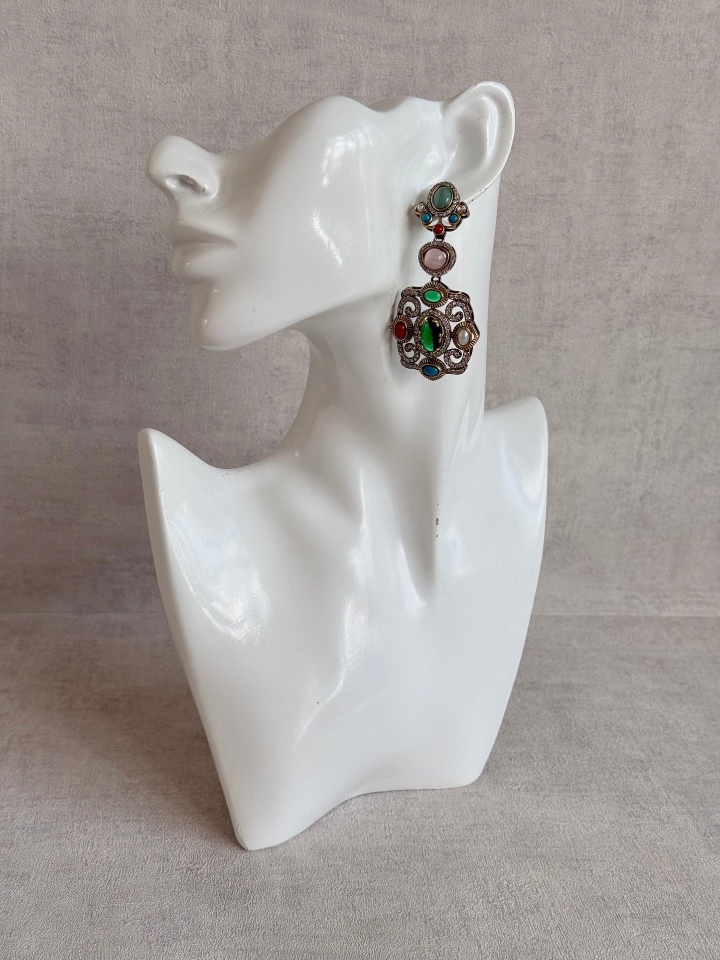 Ayura Designs Ella Statement Earrings – Multicolour Stones & Crystal Detailing