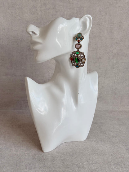 Ayura Designs Ella Statement Earrings – Multicolour Stones & Crystal Detailing