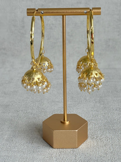 Ayura Designs Anam Balis – Gold Triple Jhumki Hoop Earrings with Pearl Drops