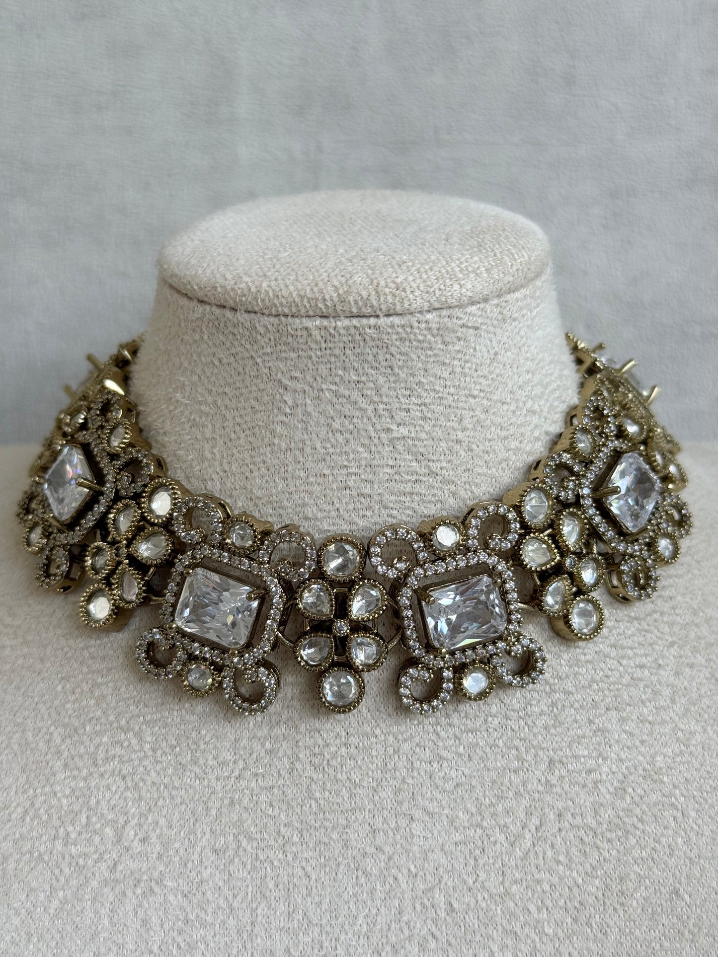 Ayura Designs Celine Set with Earrings – Moissanite Crystal Statement Set
