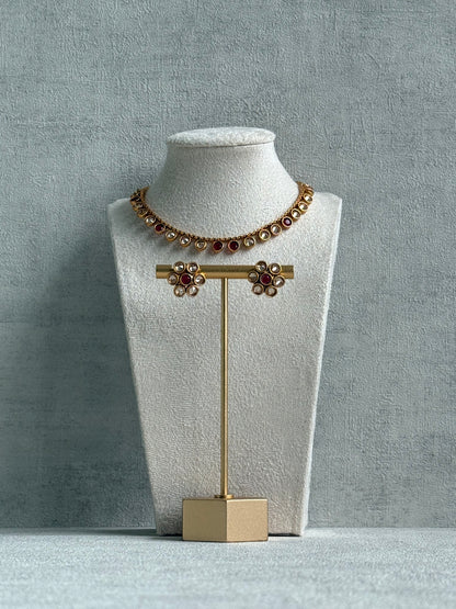 Ayura Designs Veni Set – Gold Necklace & Stud Earrings with Champagne Mirror-Cut Polki Stones