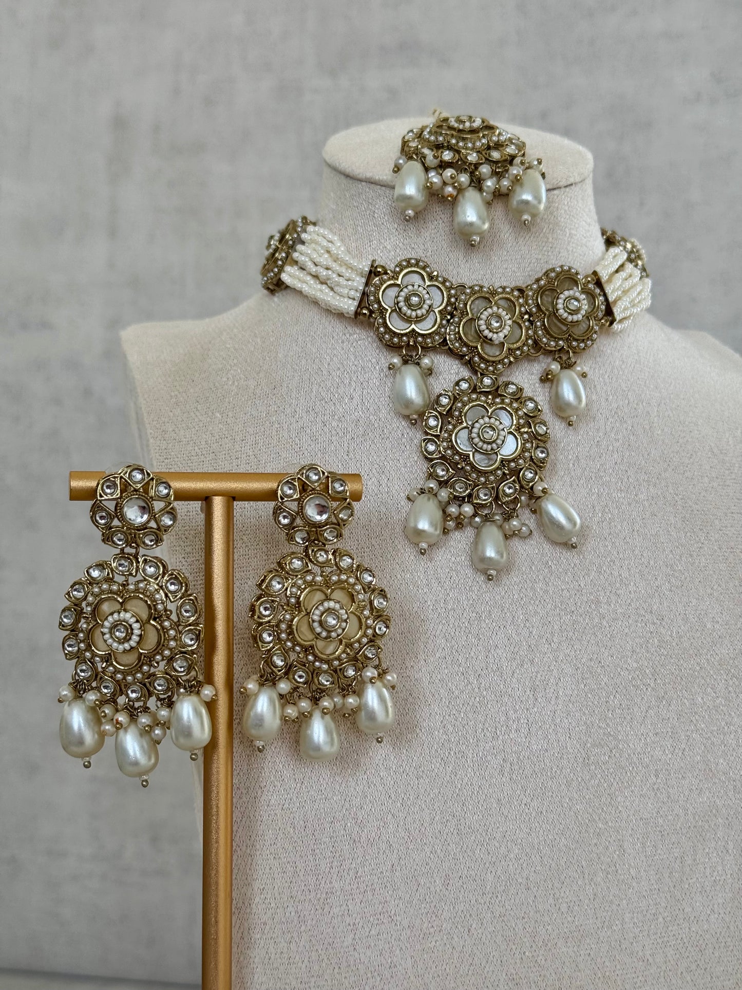 Ayura Designs Suroor Set – Multi-Colored Kundan & Pearl Ensemble with Earrings & Tikka