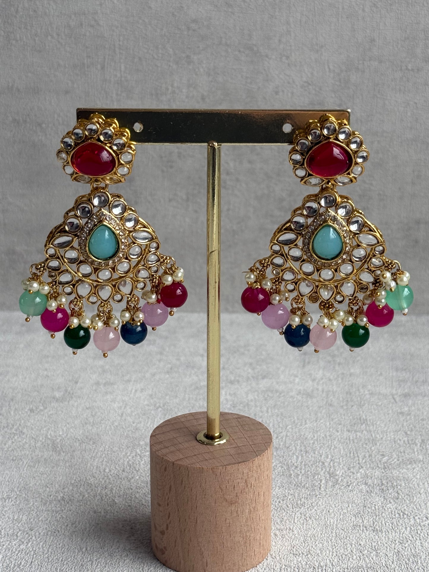 Ayura Designs Javeria Set with Earrings & Tikka – Multicolour Beads, Mirror Kundan & Gold Finish