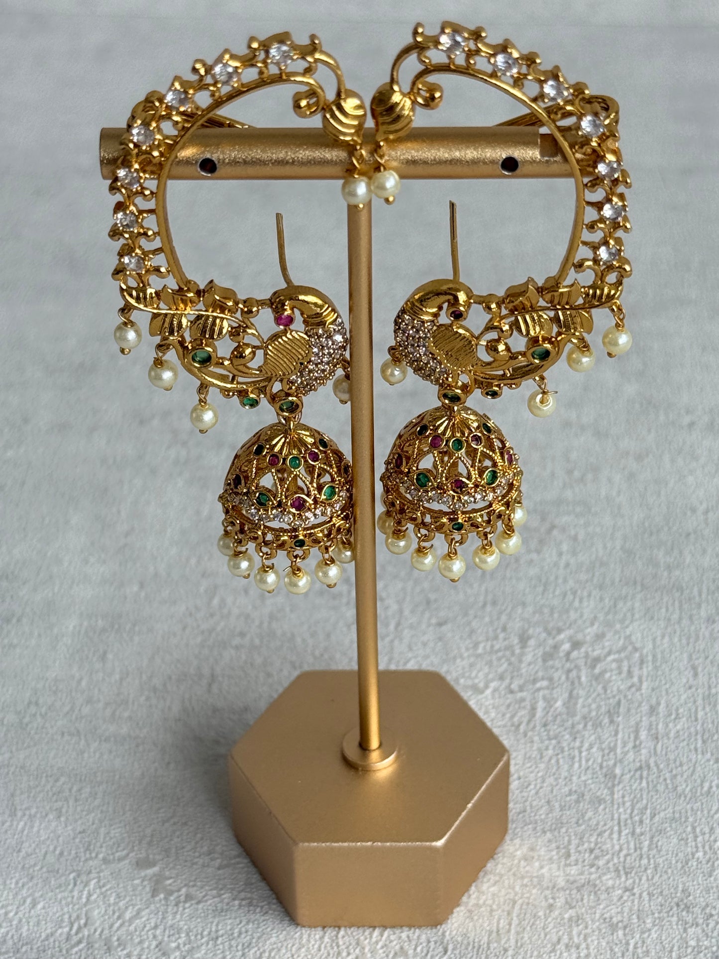 Ayura Designs Divisha Jhumkis – Peacock Ear Cuff Earrings