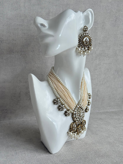 Ayura Designs Callie Set with Earrings – Ivory Pearl & Jadau Detailing