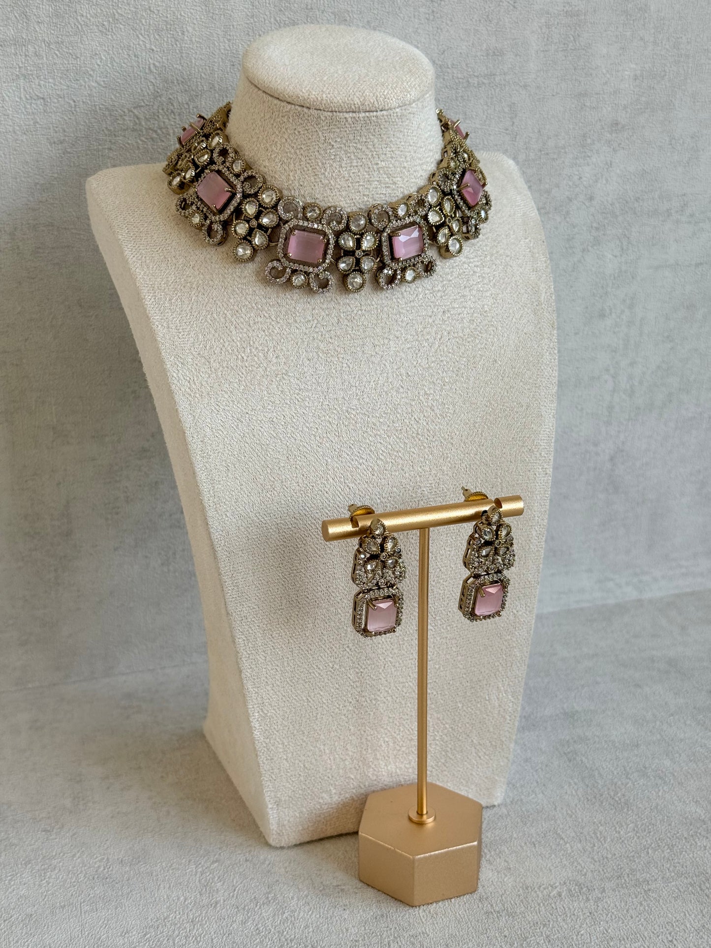 Ayura Designs Celine Set with Earrings – Moissanite Blush Pink Statement Set