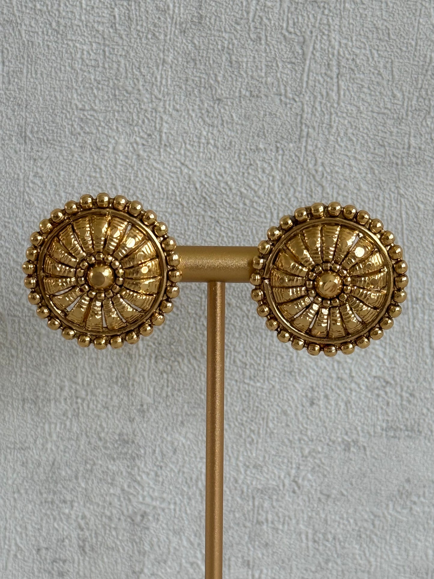 Ayura Designs Tavnoor Choker Set with Stud Earrings – Antique Gold Statement Choker with Traditional Bead Detailing