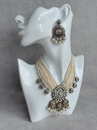 Ayura Designs Callie Set with Earrings – Ivory Pearl & Jadau Detailing