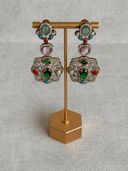 Ayura Designs Ella Statement Earrings – Multicolour Stones & Crystal Detailing
