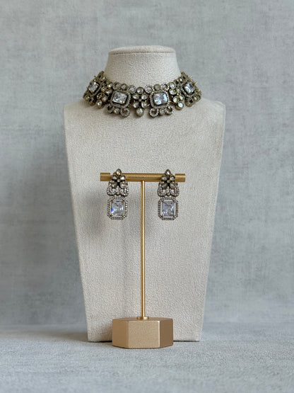 Ayura Designs Celine Set with Earrings – Moissanite Crystal Statement Set