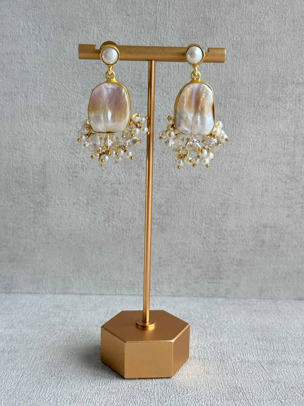 Ayura Designs Niamh Set with Tikka & Earrings - Baroque Pearl, Mother of Pearl & Crystals