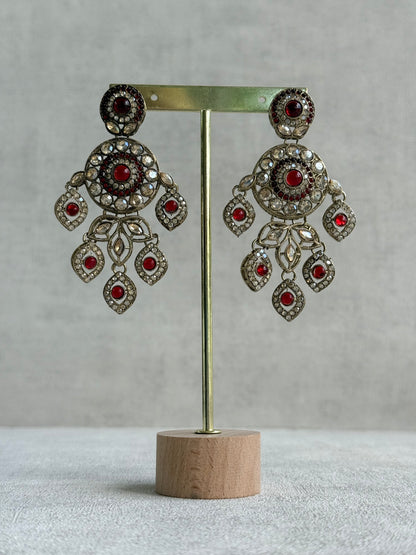 Ayura Designs Vanika Earrings – Ruby Red & Champagne Crystal Gold Finish